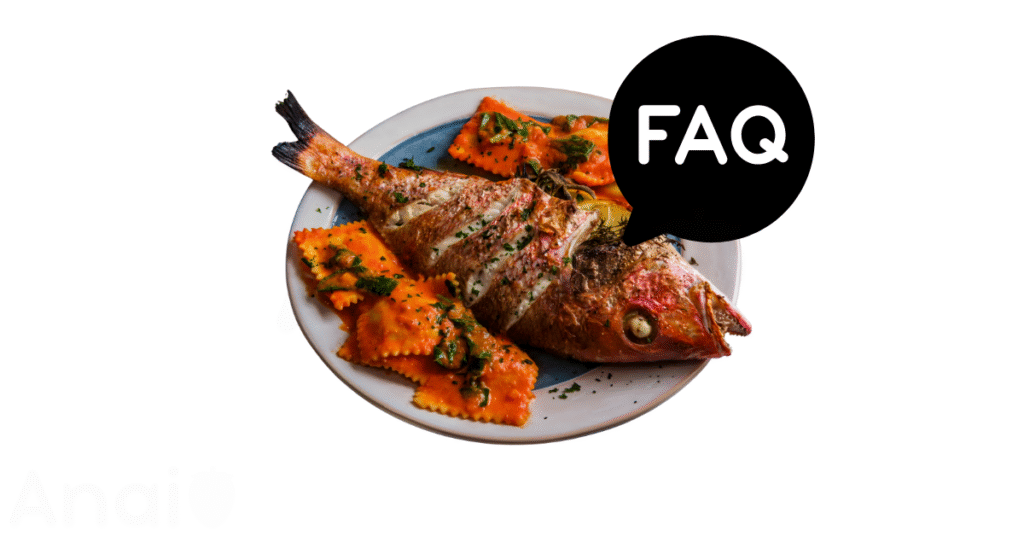 A pic of fresh snapper next to a black banner for snapper nutrition FAQs.
