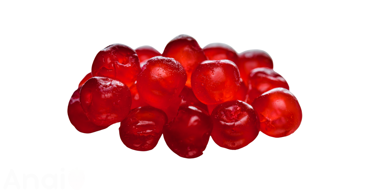 A close-up picture of acerolas related to acerola nutrition facts, in white background.