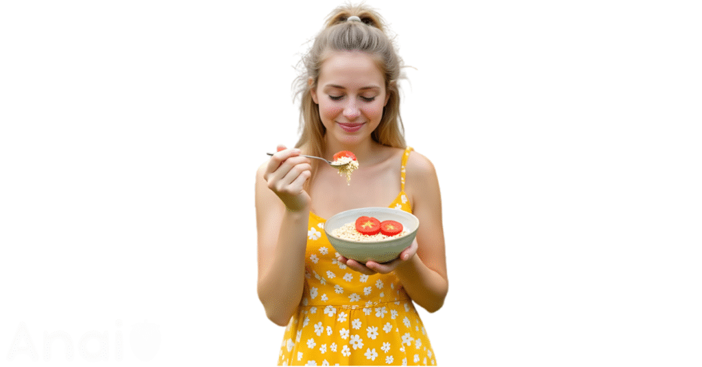 A person eating acerolas for weight loss.