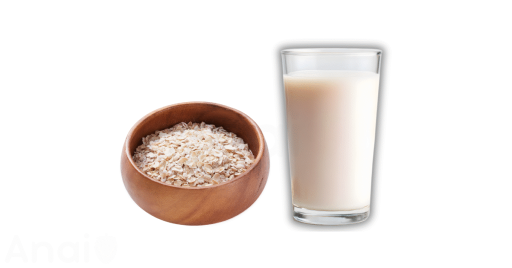 A close-up picture of oat milk related to oat milk nutrition facts, in white background.