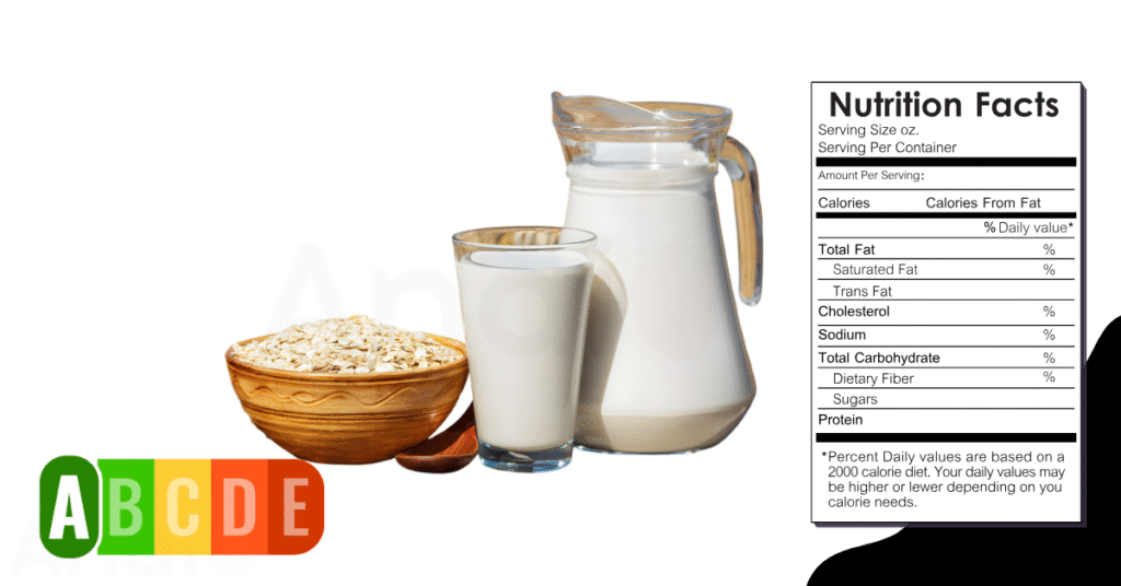 Oat Milk nutrition table and nutrition facts.