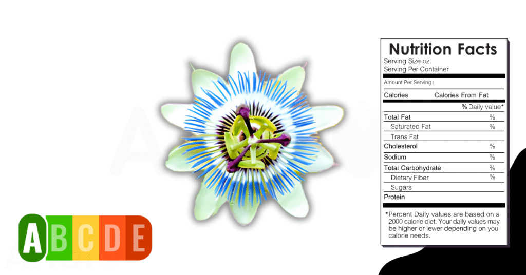 Passionflower nutrition table and nutrition facts.