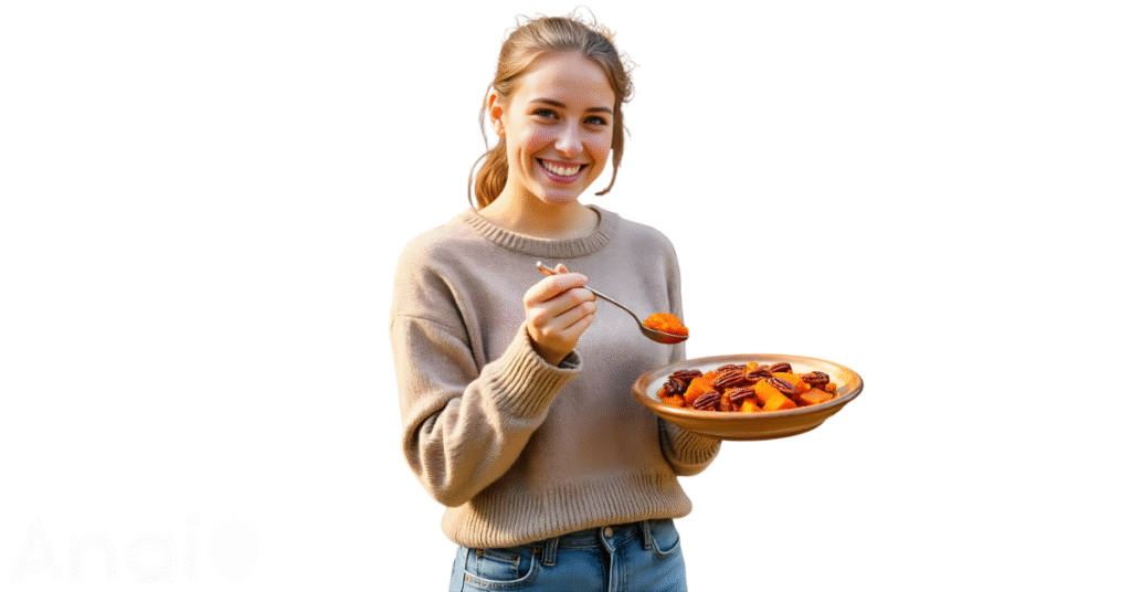 A person eating pecans for weight loss.