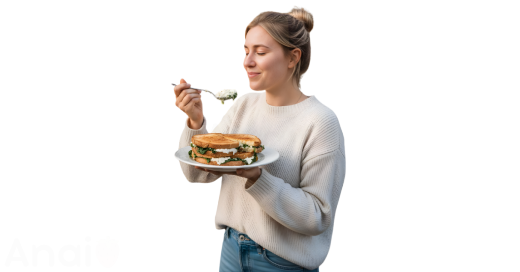 A person eating ricotta cheese for weight loss.