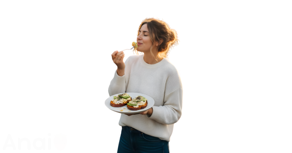 A person eating sweet potatoes for weight loss.