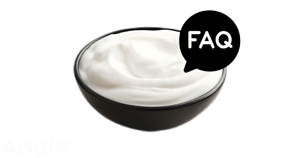 A pic of fresh yogurt next to a black banner for yogurt nutrition FAQs.