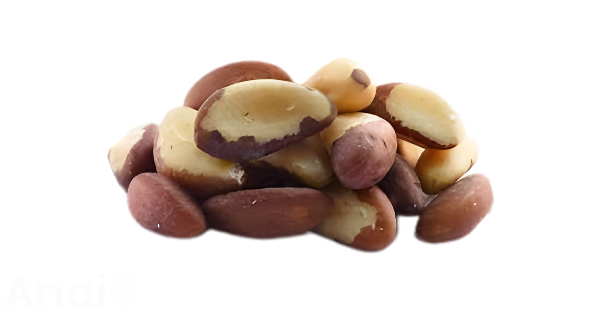 A close-up picture of brazil nuts related to brazil nut nutrition facts, in white background.